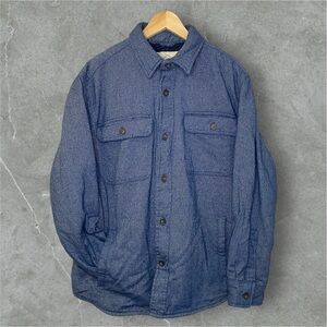 St. John's Bay Cozy Quilted Navy Shirt Jacket with Slit and Chest Pockets